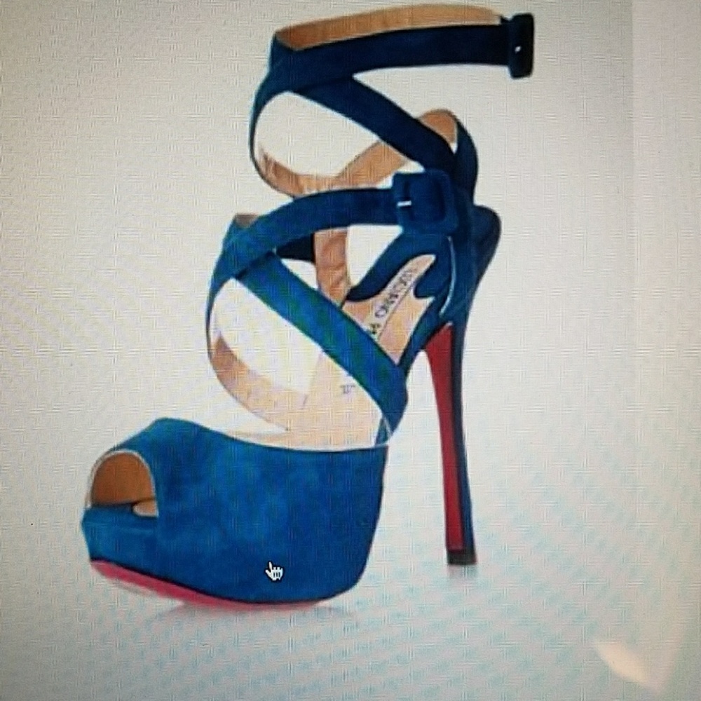Luciano Padovan Royal Blue Suede Platform High Heel Shoes Italian made Sz 7